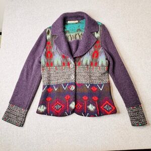 ALDOMARTINS Anthropologie Knit Blazer Statement Jacket‎ Southwestern Insired